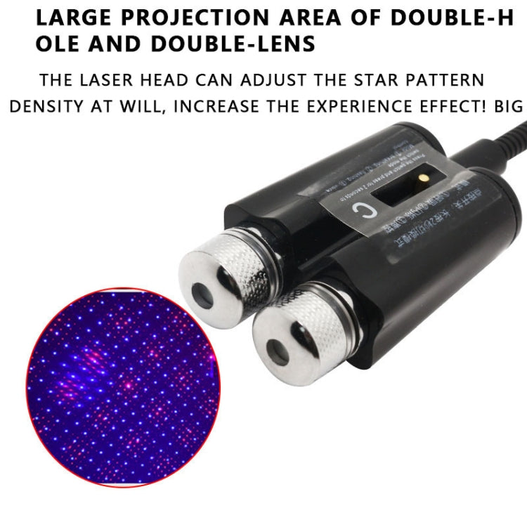 Car Two-color USB Star Dome Light Atmosphere Laser Projection Decorative Light, Constantly Bright Version(Red Green) - Atmosphere lights by PMC Jewellery | Online Shopping South Africa | PMC Jewellery | Buy Now Pay Later Mobicred