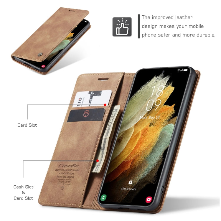 For Samsung Galaxy S21 Ultra 5G CaseMe 013 Multifunctional Horizontal Flip Leather Case with Holder & Card Slot & Wallet(Brown) - Galaxy S21 Ultra 5G Cases by CaseMe | Online Shopping South Africa | PMC Jewellery | Buy Now Pay Later Mobicred