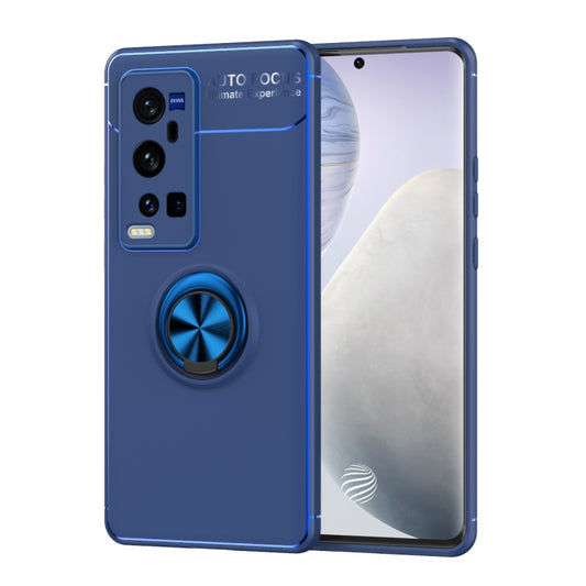 For vivo X60 Pro Plus Metal Ring Holder 360 Degree Rotating TPU Case(Blue+Blue) - vivo Cases by PMC Jewellery | Online Shopping South Africa | PMC Jewellery
