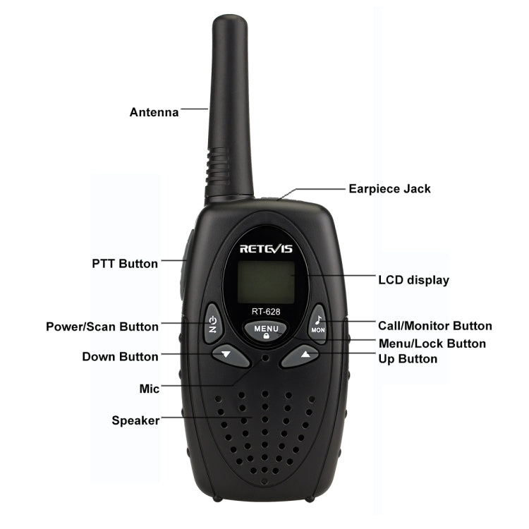 1 Pair RETEVIS RT628 0.5W EU Frequency 446MHz 8CHS Handheld Children Walkie Talkie(Black) - Children by RETEVIS | Online Shopping South Africa | PMC Jewellery | Buy Now Pay Later Mobicred