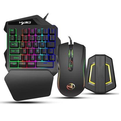 HXSJ P6+V100+A869 Keyboard Mouse Converter + One-handed Keyboard + Gaming Mouse Set - Wired Mice by HXSJ | Online Shopping South Africa | PMC Jewellery | Buy Now Pay Later Mobicred