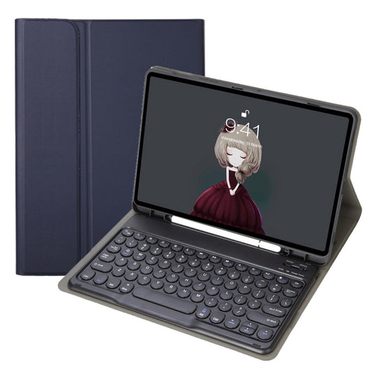 YA610B Detachable Lambskin Texture Round Keycap Bluetooth Keyboard Leather Tablet Case with Pen Slot & Stand For Samsung Galaxy Tab S6 Lite 10.4 P610 & P615 (2020)(Dark Blue) - Samsung Keyboard by PMC Jewellery | Online Shopping South Africa | PMC Jewellery