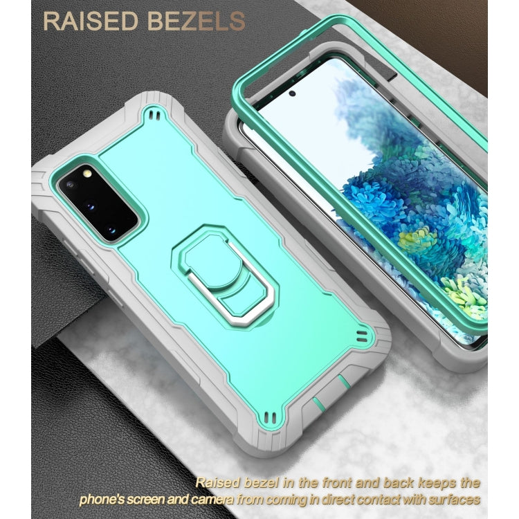 For Samsung Galaxy S20 FE / FE 5G PC + Rubber 3-layers Shockproof Protective Case with Rotating Holder(Grey White + Mint Green) - Galaxy S20 FE Cases by PMC Jewellery | Online Shopping South Africa | PMC Jewellery