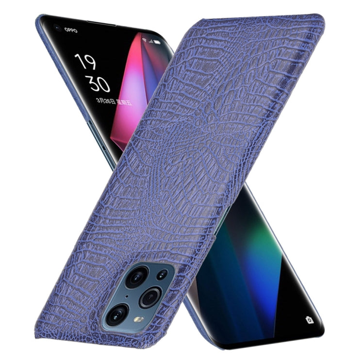 For OPPO Find X3 / X3 Pro Shockproof Crocodile Texture PC + PU Case(Blue) - OPPO Cases by PMC Jewellery | Online Shopping South Africa | PMC Jewellery | Buy Now Pay Later Mobicred