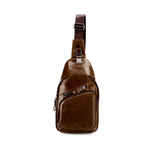 Men Leather Chest Bag Retro Shoulder Bag(Coffee) - Single-shoulder Bags by PMC Jewellery | Online Shopping South Africa | PMC Jewellery | Buy Now Pay Later Mobicred