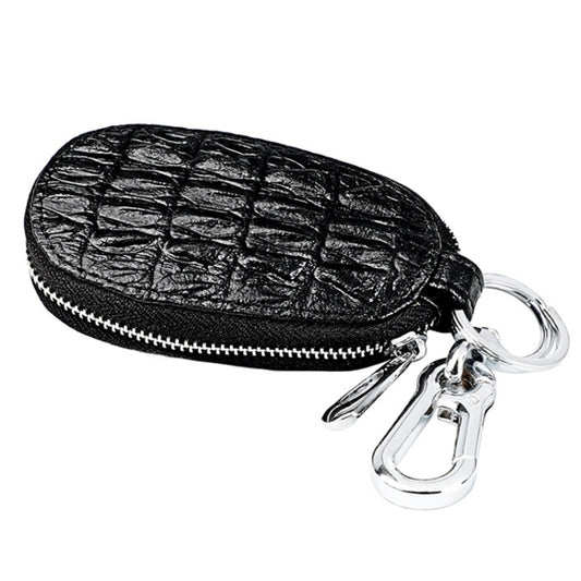 Crocodile Texture First Layer Cowhide Hanging Waist Car Key Bag(Black) - Car Key Cases by PMC Jewellery | Online Shopping South Africa | PMC Jewellery | Buy Now Pay Later Mobicred