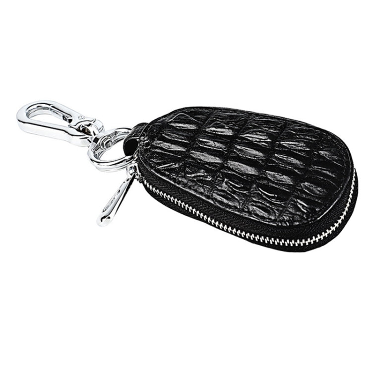 Crocodile Texture First Layer Cowhide Hanging Waist Car Key Bag(Black) - Car Key Cases by PMC TechLife | Online Shopping South Africa | PMC TechLife | Buy Now Pay Later Mobicred
