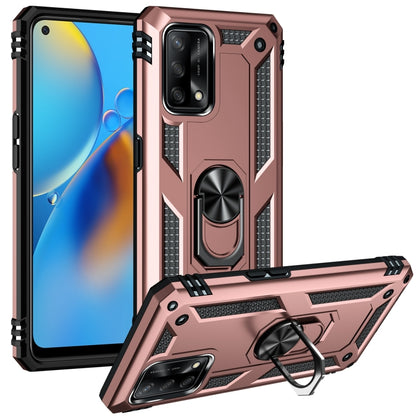For OPPO A74 4G / F19 Shockproof TPU + PC Protective Case with 360 Degree Rotating Holder(Rose Gold) - OPPO Cases by PMC Jewellery | Online Shopping South Africa | PMC Jewellery | Buy Now Pay Later Mobicred