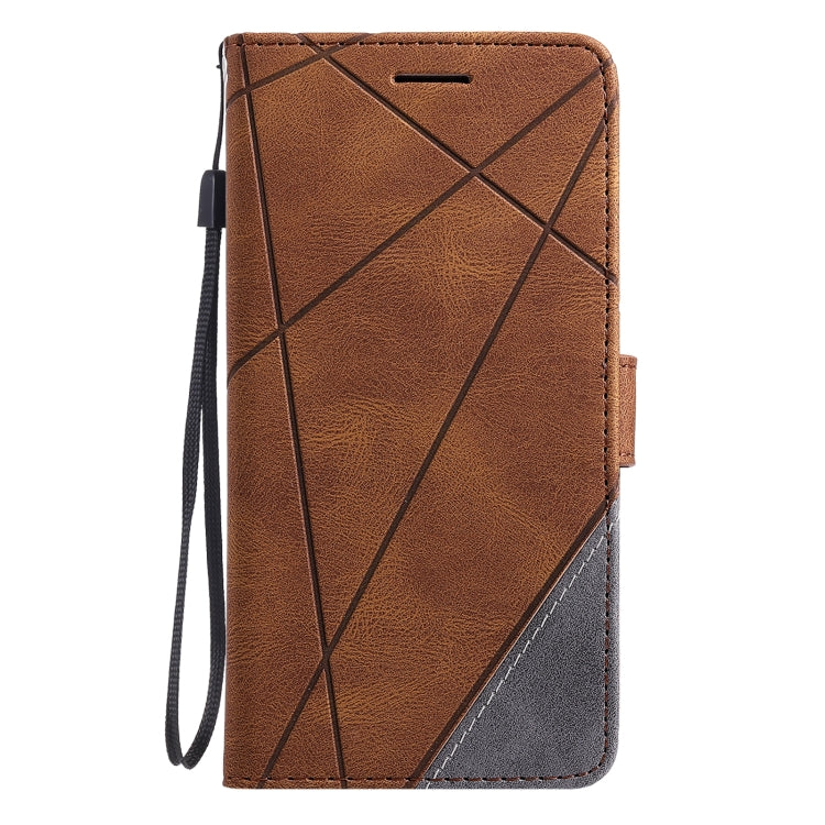 For OPPO Realme 8 4G Skin Feel Splicing Horizontal Flip Leather Case with Holder & Card Slots & Wallet & Photo Frame(Brown) - Realme Cases by PMC Jewellery | Online Shopping South Africa | PMC Jewellery | Buy Now Pay Later Mobicred
