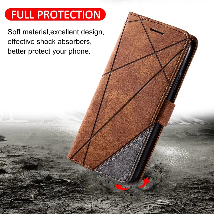 For OPPO Realme 8 4G Skin Feel Splicing Horizontal Flip Leather Case with Holder & Card Slots & Wallet & Photo Frame(Brown) - Realme Cases by PMC Jewellery | Online Shopping South Africa | PMC Jewellery | Buy Now Pay Later Mobicred