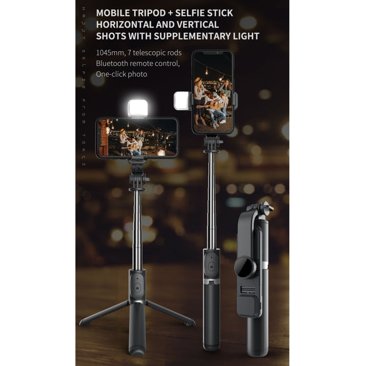 Q02S Fill Light Bluetooth Selfie Stick Tripod Mobile Phone Holder(Black) - Selfie Sticks by PMC TechLife | Online Shopping South Africa | PMC TechLife | Buy Now Pay Later Mobicred