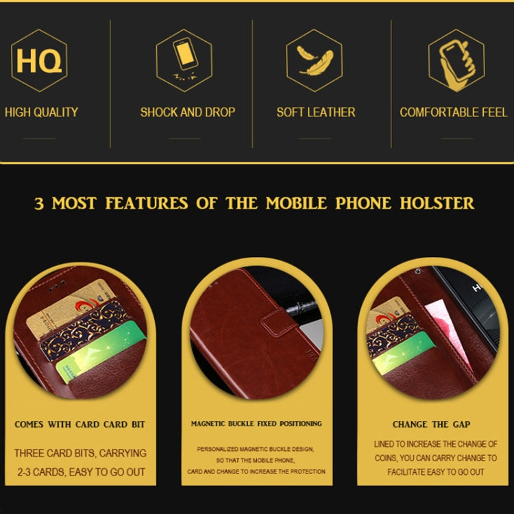 For Blackview A90 idewei Crazy Horse Texture Horizontal Flip Leather Case with Holder & Card Slots & Wallet(Brown) - More Brand by idewei | Online Shopping South Africa | PMC Jewellery | Buy Now Pay Later Mobicred