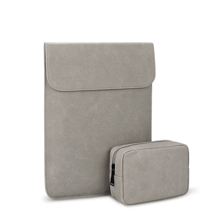 PU02 Ultra-thin Notebook Liner Bag with Small Bag, Size:11.6-12.5 inch(Light Grey) - 12.1 inch by PMC TechLife | Online Shopping South Africa | PMC TechLife | Buy Now Pay Later Mobicred
