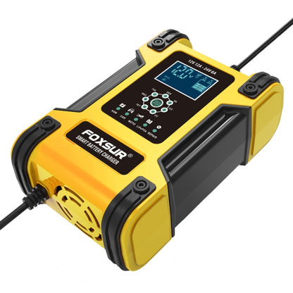 FOXSUR 12A / 12V / 24V Car / Motorcycle 7-stage Lead-acid Battery AGM Charger, Plug Type:JP Plug(Yellow) - Battery Charger by FOXSUR | Online Shopping South Africa | PMC Jewellery | Buy Now Pay Later Mobicred