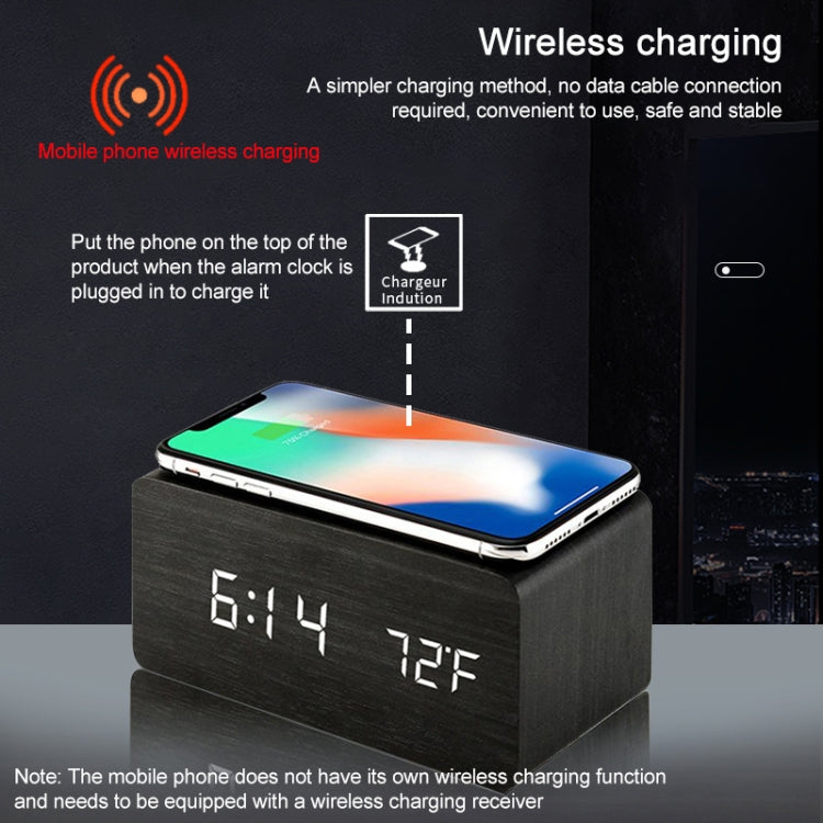 KD8801 5W Wooden Creative Wireless Charger LED Mirror Digital Display Sub-alarm Clock, Regular Style(Rosewood White Characters) - Wireless Charger by PMC Jewellery | Online Shopping South Africa | PMC Jewellery | Buy Now Pay Later Mobicred