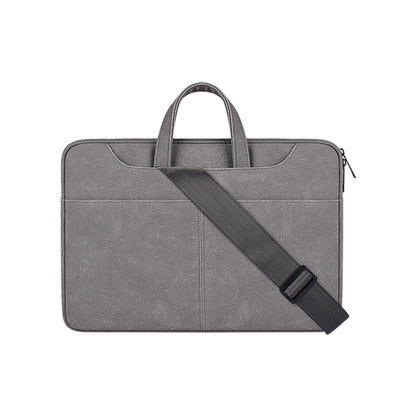 ST06SDJ Frosted PU Business Laptop Bag with Detachable Shoulder Strap, Size:14.1-15.4 inch(Dark Gray) - 15 inch by PMC Jewellery | Online Shopping South Africa | PMC Jewellery | Buy Now Pay Later Mobicred