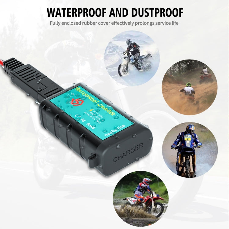 WUPP ZH-1422C2 Motorcycle Square Dual USB Fast Charging Charger with Switch + Integrated SAE Socket + 1m SAE Socket Cable - Battery Charger by WUPP | Online Shopping South Africa | PMC TechLife | Buy Now Pay Later Mobicred