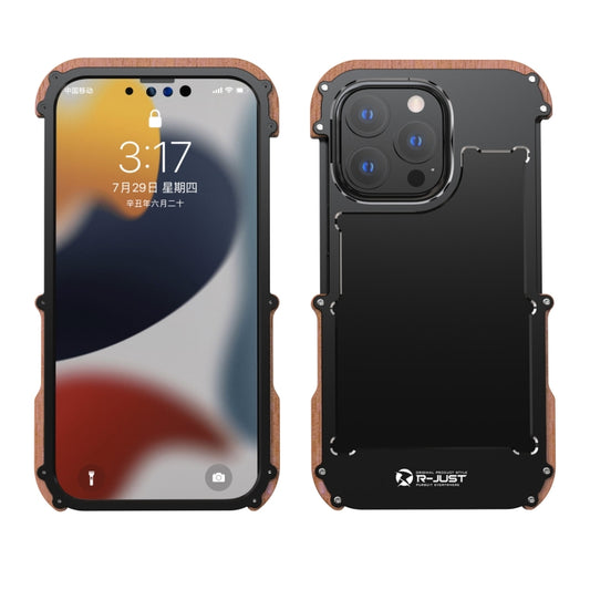 For iPhone 13 Pro R-JUST Ironwood Man Shockproof Metal + Wood Bumper Protective Case - iPhone 13 Pro Cases by R-JUST | Online Shopping South Africa | PMC Jewellery | Buy Now Pay Later Mobicred