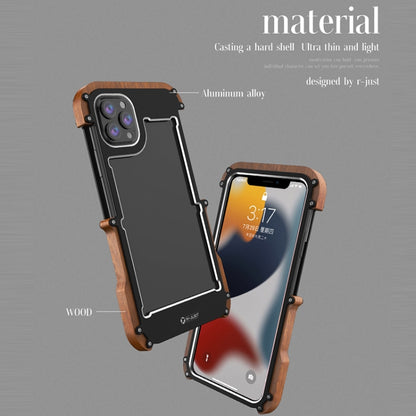 For iPhone 13 Pro Max R-JUST Ironwood Man Shockproof Metal + Wood Bumper Protective Case - iPhone 13 Pro Max Cases by R-JUST | Online Shopping South Africa | PMC Jewellery