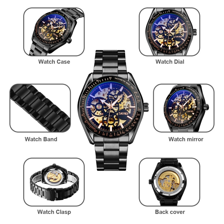 SKMEI 9194 Men Mechanical Gear Dial Automatic Mechanical Watch(Gold) - free shipping - PMC TechLife - Order now!