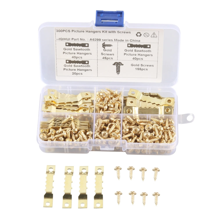 A6299 300 in 1 RV High-bow Double-sided Serrated Hanger Hooks with Self-tapping Screws(Gold) - Booster Cable & Clip by PMC Jewellery | Online Shopping South Africa | PMC Jewellery | Buy Now Pay Later Mobicred