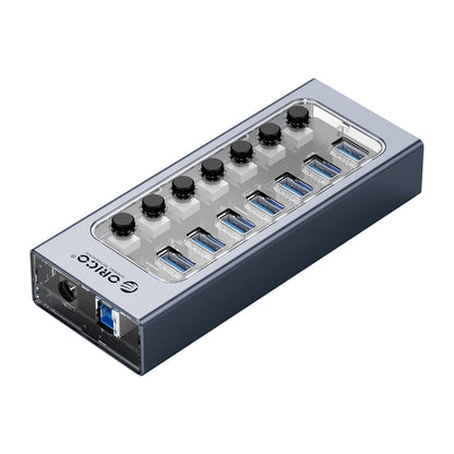 ORICO AT2U3-7AB-GY-BP 7 In 1 Aluminum Alloy Multi-Port USB HUB with Individual Switches, US Plug - USB 3.0 HUB by ORICO | Online Shopping South Africa | PMC Jewellery | Buy Now Pay Later Mobicred