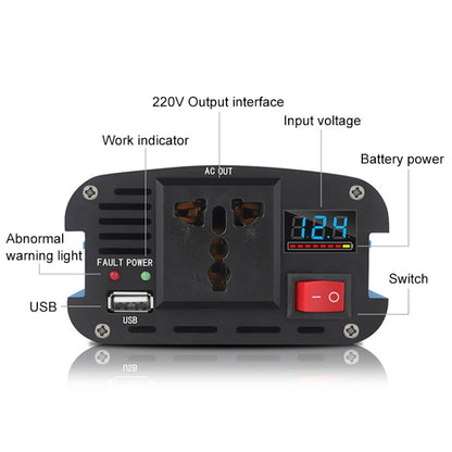 Carmaer 1200W Car Smart Multi-function Digital Display Inverter Household Power Converter, Specification:24V to 220V - Modified Square Wave by PMC Jewellery | Online Shopping South Africa | PMC Jewellery | Buy Now Pay Later Mobicred