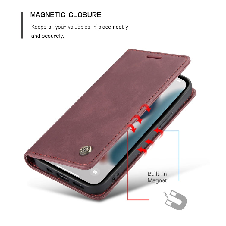 For iPhone 13 Pro CaseMe-013 Multifunctional Retro Frosted Horizontal Flip Leather Case with Card Slot & Holder & Wallet (Wine Red) - iPhone 13 Pro Cases by CaseMe | Online Shopping South Africa | PMC Jewellery | Buy Now Pay Later Mobicred