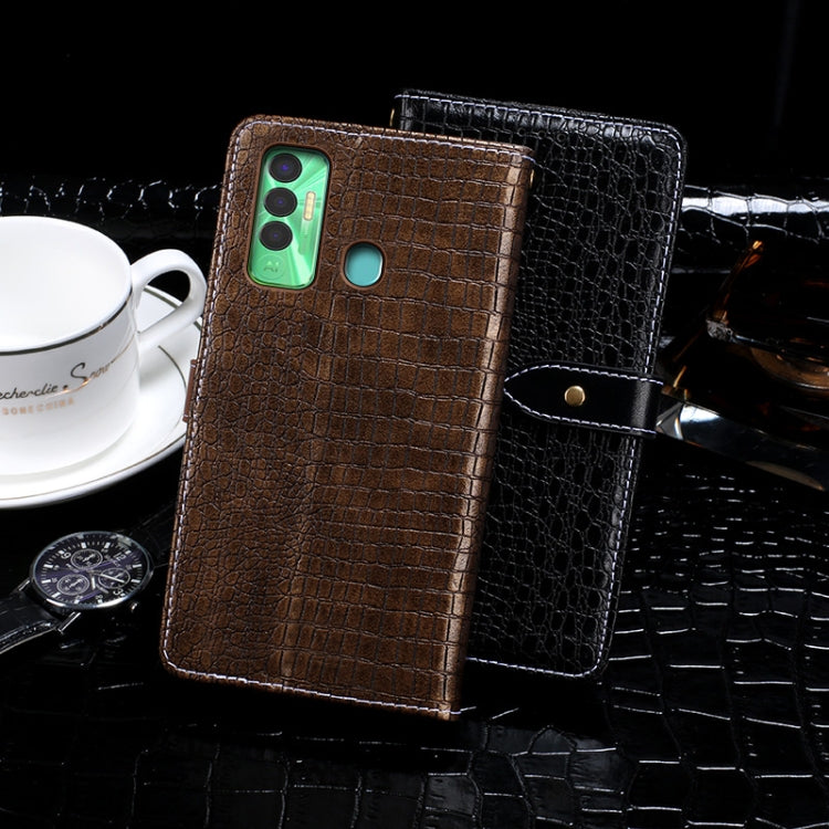 For Tecno Spark 7P idewei Crocodile Texture Horizontal Flip Leather Case with Holder & Card Slots & Wallet(Dark Blue) - Tecno Cases by idewei | Online Shopping South Africa | PMC TechLife | Buy Now Pay Later Mobicred