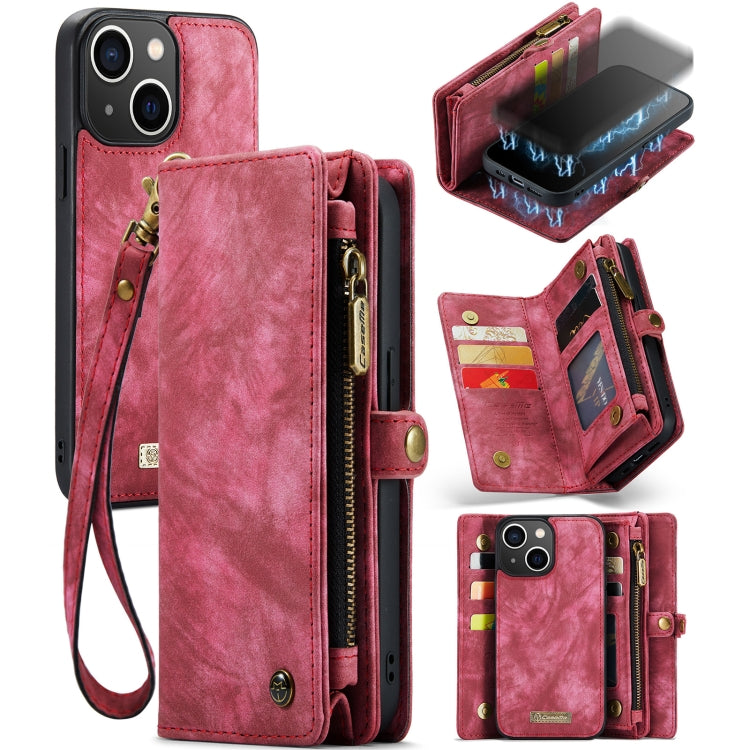 For iPhone 13 CaseMe-008 Detachable Multifunctional Horizontal Flip Leather Case with Card Slot & Holder & Zipper Wallet & Photo Frame(Red) - iPhone 13 Cases by CaseMe | Online Shopping South Africa | PMC Jewellery | Buy Now Pay Later Mobicred