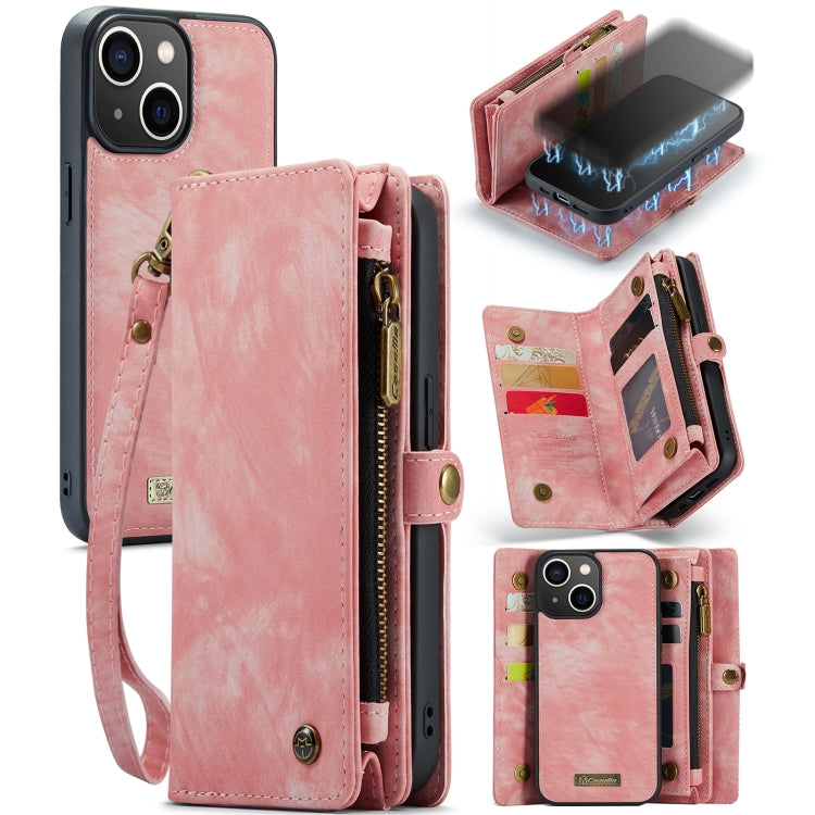 For iPhone 13 mini CaseMe-008 Detachable Multifunctional Horizontal Flip Leather Case(Pink) - iPhone 13 mini Cases by CaseMe | Online Shopping South Africa | PMC Jewellery | Buy Now Pay Later Mobicred