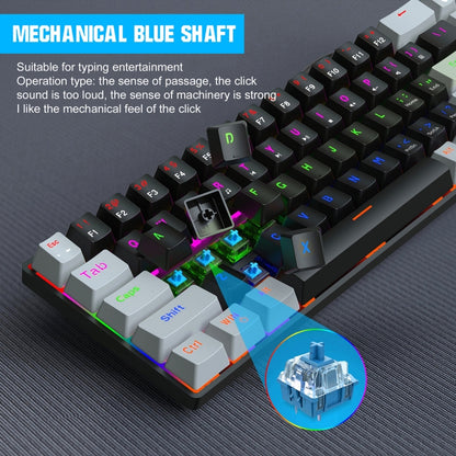 HXSJ V800 68 Keys Type-C Wired Cool Backlight Mechanical Keyboard(Blue Shaft) - Wired Keyboard by HXSJ | Online Shopping South Africa | PMC Jewellery | Buy Now Pay Later Mobicred