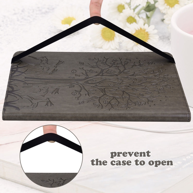 For Huawei MediaPad T3 10 Tree & Deer Pattern Pressed Printing Horizontal Flip PU Leather Case with Holder & Card Slots(Grey) - Huawei by PMC TechLife | Online Shopping South Africa | PMC TechLife | Buy Now Pay Later Mobicred