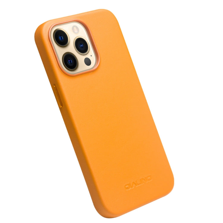 For iPhone 13 Pro QIALINO Nappa Cowhide MagSafe Magnetic Protective Case (Orange) - iPhone 13 Pro Cases by QIALINO | Online Shopping South Africa | PMC Jewellery | Buy Now Pay Later Mobicred