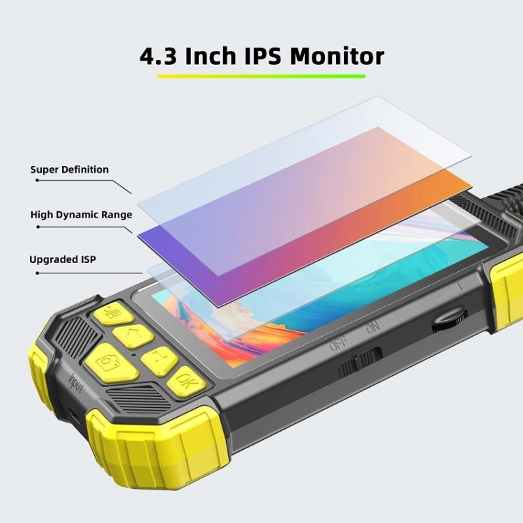 Y19 7.9mm Dual Lens Hand-held Hard-wire Endoscope with 4.3-inch IPS Color LCD Screen, Cable Length:5m(Yellow) -  by PMC Jewellery | Online Shopping South Africa | PMC Jewellery | Buy Now Pay Later Mobicred