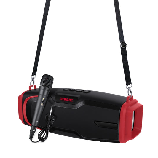 New Rixing NR-6012M Bluetooth 5.0 Portable Outdoor Karaoke Wireless Bluetooth Speaker with Microphone & Shoulder Strap(Red) - Desktop Speaker by NewRixing | Online Shopping South Africa | PMC Jewellery | Buy Now Pay Later Mobicred