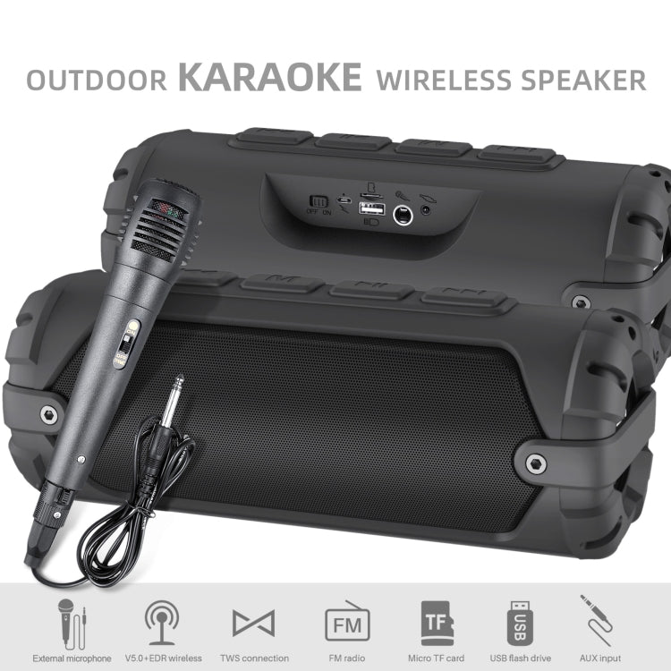 New Rixing NR-6013M Bluetooth 5.0 Portable Outdoor Karaoke Wireless Bluetooth Speaker with Microphone & Shoulder Strap(Blue) - Desktop Speaker by NewRixing | Online Shopping South Africa | PMC Jewellery | Buy Now Pay Later Mobicred