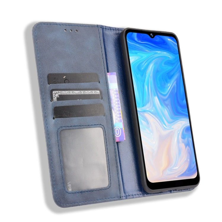 For Doogee N40 Pro Magnetic Buckle Retro Pattern Horizontal Flip Leather Case with Holder & Card Slot & Wallet(Blue) - More Brand by PMC Jewellery | Online Shopping South Africa | PMC Jewellery | Buy Now Pay Later Mobicred