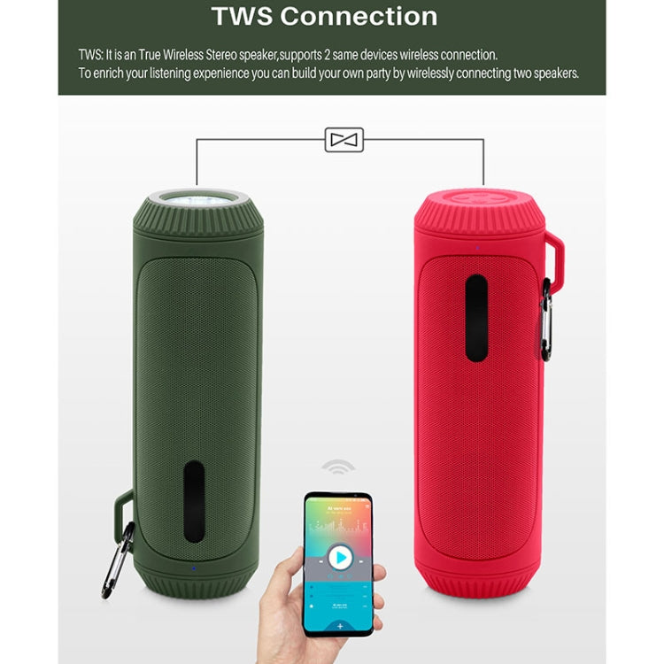 NewRixing NR-4016A TWS Outdoor Splashproof Bluetooth Speaker with Carabiner Handle & SOS Flashlight(Black) - Desktop Speaker by NewRixing | Online Shopping South Africa | PMC Jewellery | Buy Now Pay Later Mobicred