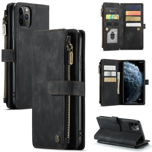 For iPhone 11 Pro Max CaseMe-C30 PU + TPU Multifunctional Horizontal Flip Leather Case with Holder & Card Slot & Wallet & Zipper Pocket (Black) - iPhone 11 Pro Max Cases by CaseMe | Online Shopping South Africa | PMC Jewellery | Buy Now Pay Later Mobicred