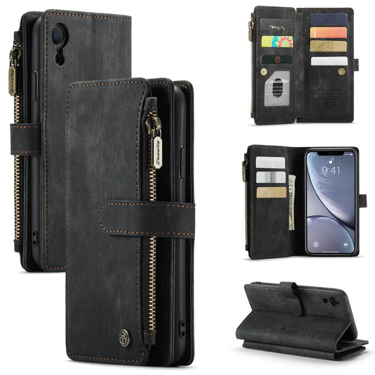 For iPhone XR CaseMe-C30 PU + TPU Multifunctional Horizontal Flip Leather Case with Holder & Card Slot & Wallet & Zipper Pocket(Black) - More iPhone Cases by CaseMe | Online Shopping South Africa | PMC Jewellery | Buy Now Pay Later Mobicred