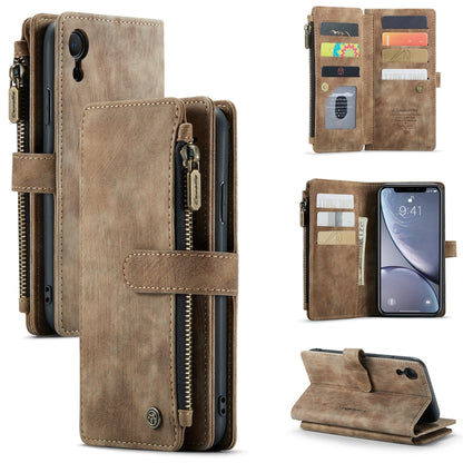 For iPhone XR CaseMe-C30 PU + TPU Multifunctional Horizontal Flip Leather Case with Holder & Card Slot & Wallet & Zipper Pocket(Brown) - More iPhone Cases by CaseMe | Online Shopping South Africa | PMC Jewellery | Buy Now Pay Later Mobicred