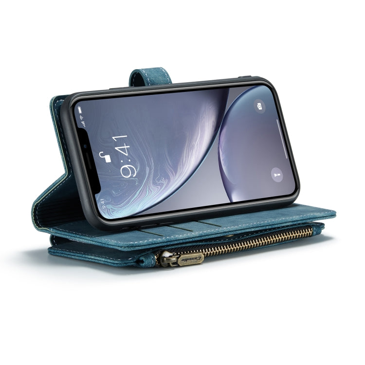 For iPhone XR CaseMe-C30 PU + TPU Multifunctional Horizontal Flip Leather Case with Holder & Card Slot & Wallet & Zipper Pocket(Blue) - More iPhone Cases by CaseMe | Online Shopping South Africa | PMC Jewellery | Buy Now Pay Later Mobicred