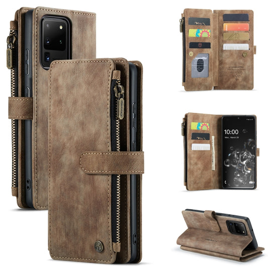 For Samsung Galaxy S20 Ultra 5G CaseMe-C30 PU + TPU Multifunctional Horizontal Flip Leather Case with Holder & Card Slot & Wallet & Zipper Pocket(Brown) - Galaxy Phone Cases by CaseMe | Online Shopping South Africa | PMC Jewellery | Buy Now Pay Later Mobicred