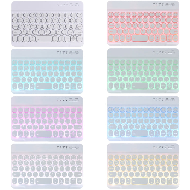 HY006D Round Keys Detachable Bluetooth Keyboard Leather Tablet Case with Colorful Backlight & Holder for iPad mini 6(Black) - For iPad mini by PMC TechLife | Online Shopping South Africa | PMC TechLife