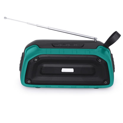 New Rixing NR-906FM TWS Waterproof Bluetooth Speaker Support Hands-free Call / FM with Handle & Antenna(Emerald Green) - Desktop Speaker by NewRixing | Online Shopping South Africa | PMC Jewellery | Buy Now Pay Later Mobicred