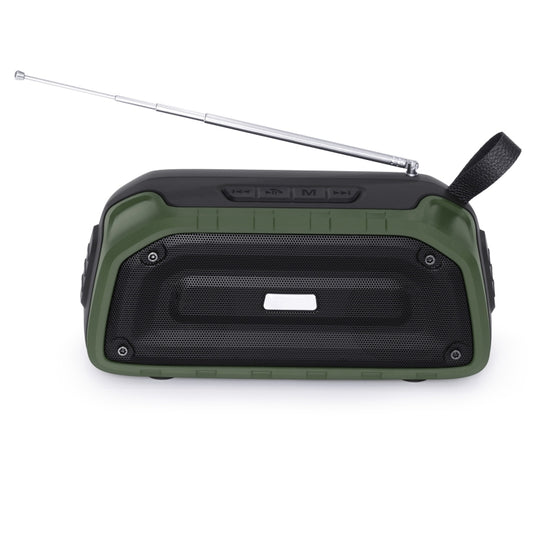 New Rixing NR-906FM TWS Waterproof Bluetooth Speaker Support Hands-free Call / FM with Handle & Antenna(Army Green) - Desktop Speaker by NewRixing | Online Shopping South Africa | PMC Jewellery | Buy Now Pay Later Mobicred