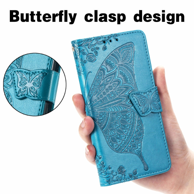 For Blackview A100 Butterfly Love Flower Embossed Horizontal Flip Leather Case with Holder & Card Slots & Wallet & Lanyard(Blue) - More Brand by PMC Jewellery | Online Shopping South Africa | PMC Jewellery | Buy Now Pay Later Mobicred