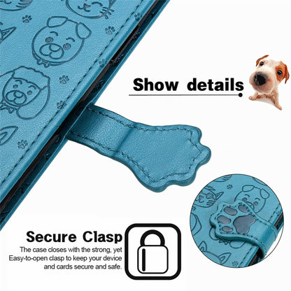 For Blackview A100 Lovely Cat and Dog Embossing Pattern Horizontal Flip Leather Case , with Holder & Card Slots & Wallet & Cartoon Clasp & Lanyard(Blue) - More Brand by PMC Jewellery | Online Shopping South Africa | PMC Jewellery | Buy Now Pay Later Mobicred