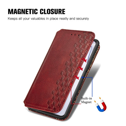 For Blackview A100 Cubic Grid Pressed Horizontal Flip Magnetic PU Leather Case with Holder & Card Slots & Wallet(Red) - More Brand by PMC Jewellery | Online Shopping South Africa | PMC Jewellery